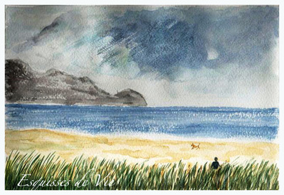 Aquarelle�: Une journ�e � la plage