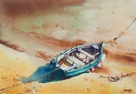 Vidéo aquarelle barque marée basse